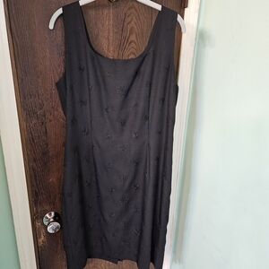 Black Sleeveless Dress with Embroidered Details